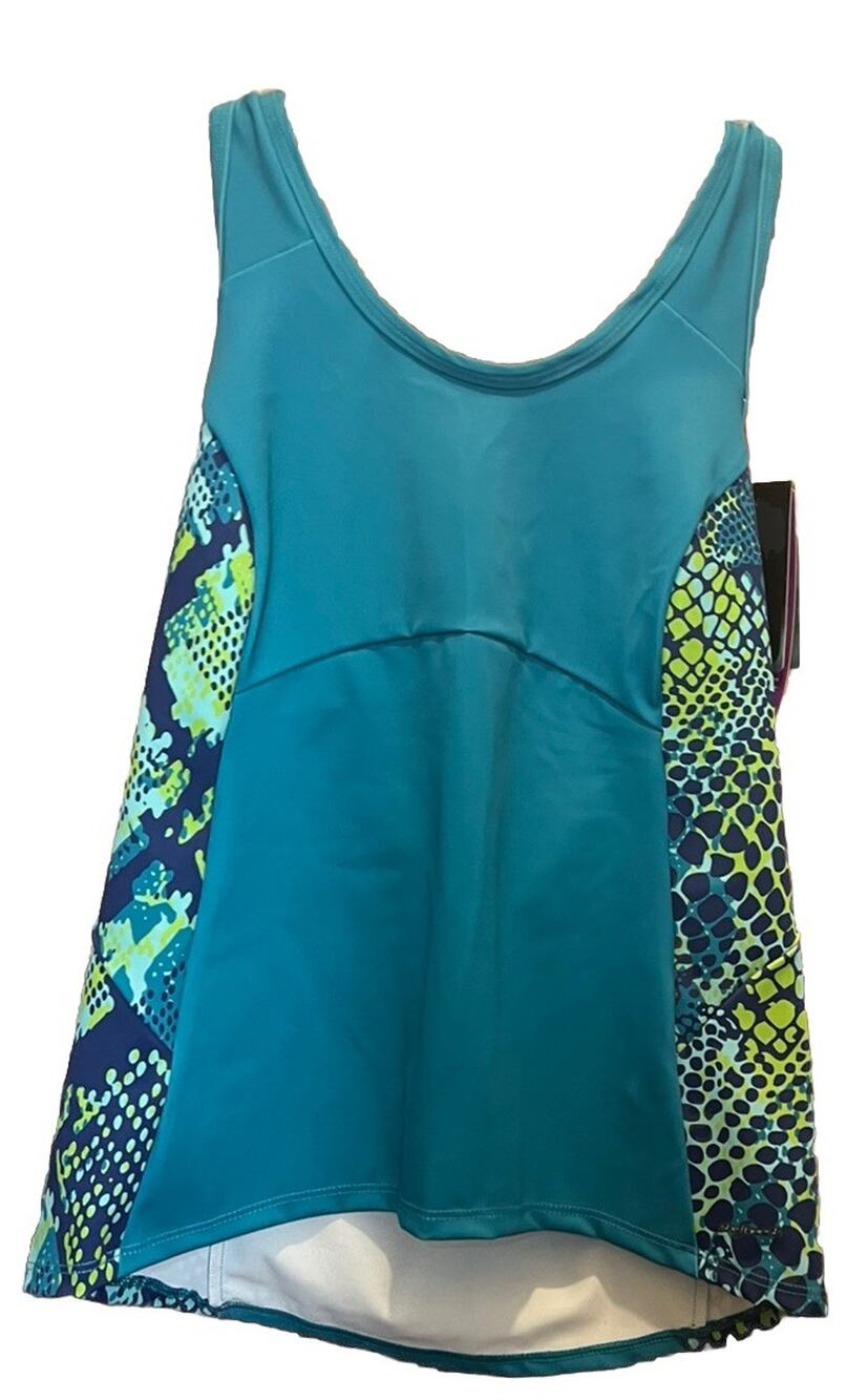 NWT Shebeest Women's Aquamarine silverbella python halter biking top XL 45+UPF